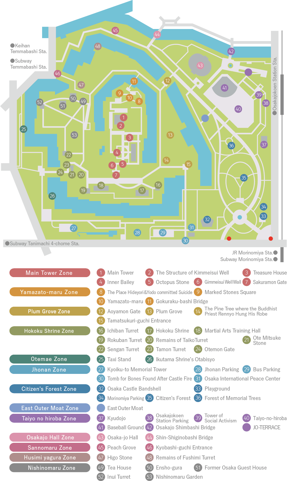 Osaka Castle Park map